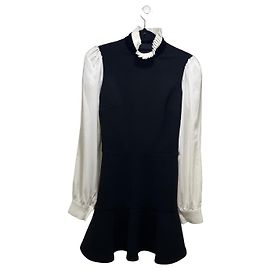 Autre Marque Robe à volants Glamoda Style noire et blanche Noir Blanc