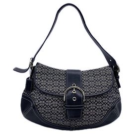 COACH Mini Signature Soho Flap One-Shoulder Bag Marrom Azul marinho