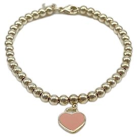 Autre Marque Tiffany & Co. Pulsera Return to Mini Heart Bead Plata Rosa