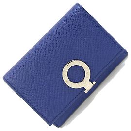 Bulgari Bvlgari Blue Leather Card Case Blue