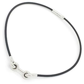 Hermès Collier Choker Hermes Noir Argenté