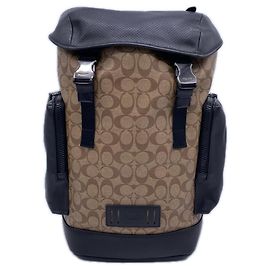 COACH Canvas Leather Signature Ranger Backpack Black Beige
