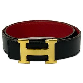 Hermès Cintura reversibile HERMES Constance H-belt Nero Rosso