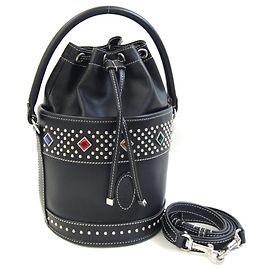 Autre Marque Bolsa Saint Laurent Bias Mall em couro preto Preto
