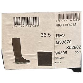 Chanel hohe Stiefel aus schwarzem Samt Schwarz