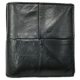 Bottega Veneta Cassette Leather Compact Wallet Black
