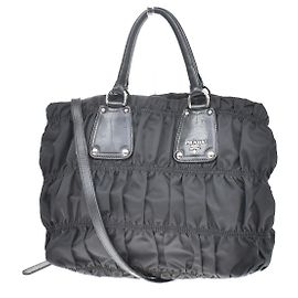 Prada Gaufre Shopping Tessuto Large Preto