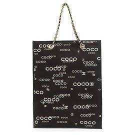 Chanel Vintage Coco Chain Shopping Printed Canvas Tall Nero