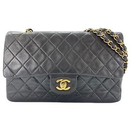 Chanel Classic Timeless Double Flap Quilted Lambskin Medium Nero