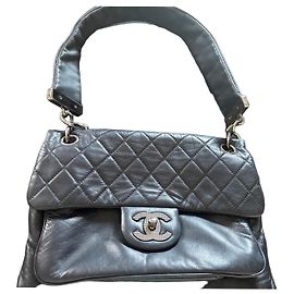 Chanel gesteppte Leder Handtasche schwarz Schwarz