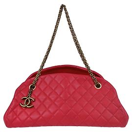 Chanel Just Mademoiselle gestepptes Lammleder Medium Rot