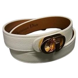 Pulseira de couro Christian Dior 30 Montaigne Double Ivory Cru