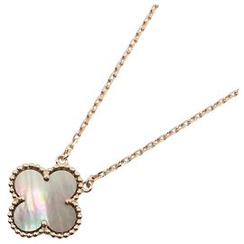 Colar Van Cleef & Arpels Vintage Alhambra Madrepérola Cinza Marrom Dourado
