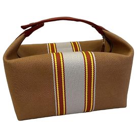 Hermès Bride-à-Brac Canvas Pouch in Seigle Multiple colors