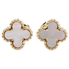 Orecchini a lobo Van Cleef & Arpels in oro giallo 18K e madreperla Bianco D'oro