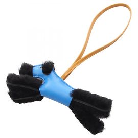 Hermès Hermes Buddy Charm in Blue, Black and Brown Leather Brown Black Blue