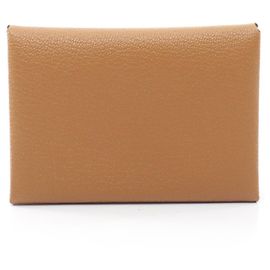Hermès Cartera Hermes Calvi Duo Sesame Castaño