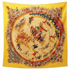 Hermès Carré Hermes 90 Cirque Molier Multicolore Jaune