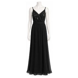 Vera Wang Black Sequin Evening Gown Black