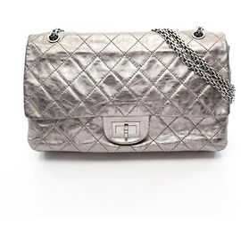 Chanel 2.55 Matelassé Maxi Double Flap Handbag Silvery