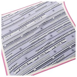 Sciarpa in seta plissettata Chanel Coco Mark Rosa Blu Multicolore