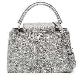 Louis Vuitton Capucines MM 2-Way Handtasche Silber