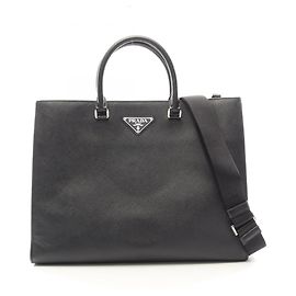 Prada Saffiano Leather 2-Way Tote Bag Black