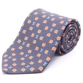 Corbata de seda Monogram Louis Vuitton gris y naranja Castaño Naranja Monograma