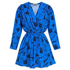 Balenciaga Mini Abito Stampato Blu Resort 2020 Blu