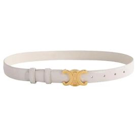 Céline Cinturón de cuero Triomphe blanco Blanco