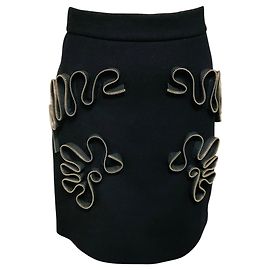 Stella Mc Cartney Mini saia de lã Stella McCartney preta com detalhe de fecho éclair Preto