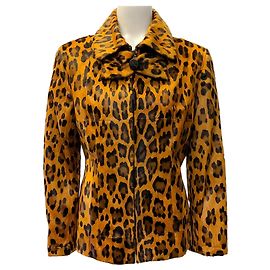 Valentino Garavani Giacca Valentino Roma Brown Leopard Pony Marrone