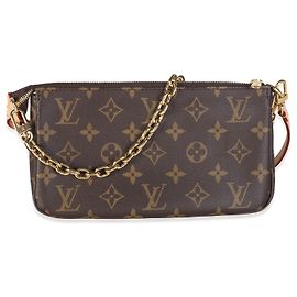 Louis Vuitton Monogram Canvas Chain Pochette Accessories NM Marrone Beige