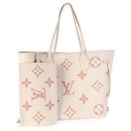 Louis Vuitton Creme Rose Trianon Giant Monogram Empreinte Neverfull MM Weiß Beige