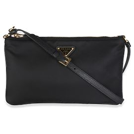 Borsa a spalla Prada Black Re-Nylon Saffiano Raso Nero