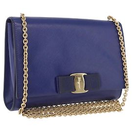 Salvatore Ferragamo Vala Chain Leather Azul