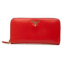Portefeuille long zippé rond Prada Rouge