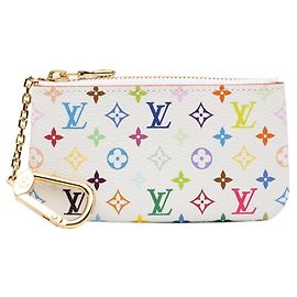 Louis Vuitton Monogram Multicolor Pochette Clé Handbag Pouch Branco Multicor