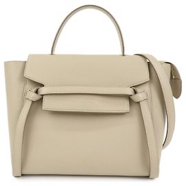 Céline Cinturón Celine de piel texturizada Medium Beige