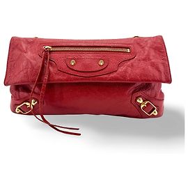 Pochette Mini Balenciaga Classic Studs Envelope Strap Clutch Leather Rouge