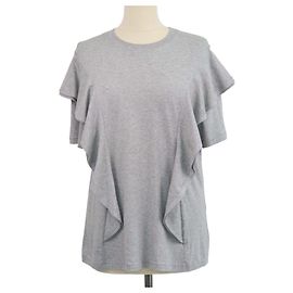 Chloé Chloe Radiant Grey Baumwoll-Top mit Rüschen Grau