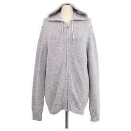 Autre Marque Eleventy Blue,Pull à capuche en tweed Donegal en cachemire Light Beige Bleu Écru