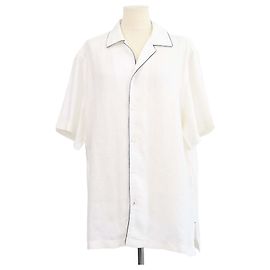 Camicia Tiki in lino bianco Loro Piana Bianco