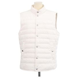 Brunello Cucinelli Off White Blend Polyester Down Vest Eggshell