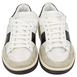 Autre Marque Saint Laurent White,Black Mesh and Leather Low Top Sneakers White