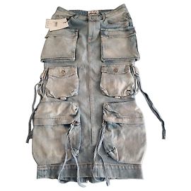 The Attico Hellblauer Denim-Cargo-Midirock Blau