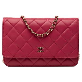 Borsa a tracolla con catena Chanel Matelassé Coco Mark Crossbody Wallet Rosa