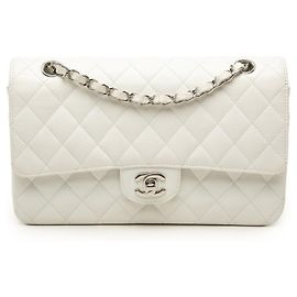 Borsa a tracolla Chanel Matelassé Coco Mark Double Flap Chain Bianco