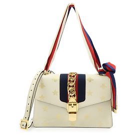 Gucci Sylvie in pelle stampata Small Beige