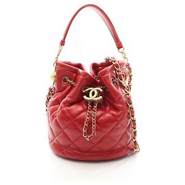 Borsa a secchiello con coulisse Chanel Matelassé Rosso